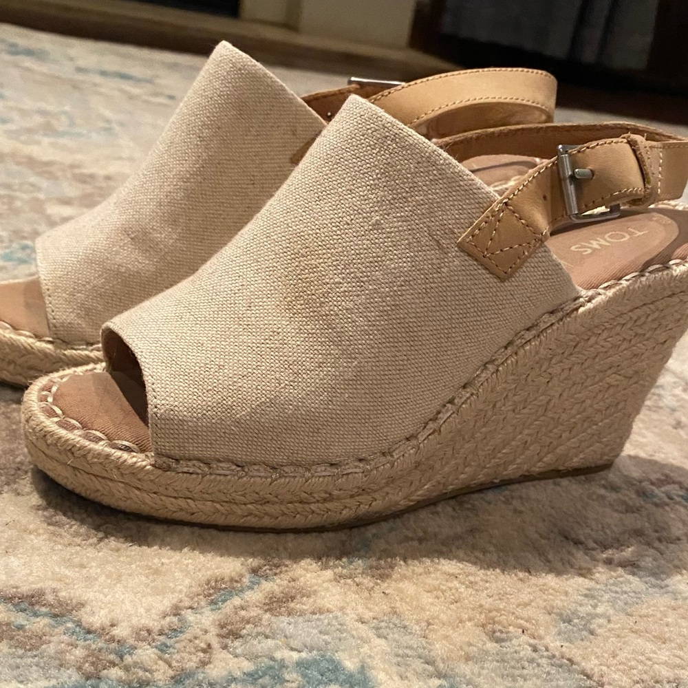 Toms Monica wedge heel size 7 in natural Oxford - Picture 2 of 10